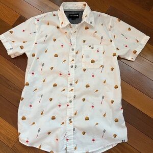 Ocean Current White and Red Casual Button Down Shirt
